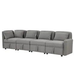 122.8" Minimalist Convertible Modular Sofa, Upholstered Sectional Sofa Couch With 5 Pillows-ModernLuxe 21 122.8" Minimalist Convertible Modular Sofa, Upholstered Sectional Sofa Couch With 5 Pillows-ModernLuxe -Quality Furniture Store GUEST db8c769f 873d 402b bea5 b7a0feead322
