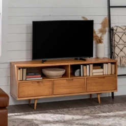 Cara Mid-Century Modern 3 Drawer TV Stand For TVs Up To 65" - Saracina Home 34 Cara Mid-Century Modern 3 Drawer TV Stand For TVs Up To 65" - Saracina Home -Quality Furniture Store GUEST dcaab5ac 058b 4924 9bcd 1774bd23a9f2