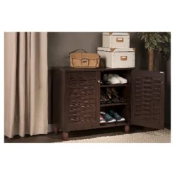 Winda Modern And Contemporary 2-Door Wooden Entryway Shoes Storage Cabinet - Dark Brown - Baxton Studio -Quality Furniture Store GUEST e26145c0 ba65 4828 93ea 97942d9e7fd0
