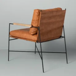 Faux Leather & Metal Accent Chair - Black/Brown - Hearth & Hand™ With Magnolia 11 Faux Leather & Metal Accent Chair - Black/Brown - Hearth & Hand™ With Magnolia -Quality Furniture Store GUEST e5692544 8e55 4447 8f20 aa4310407010