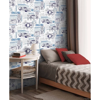 Disney Pixar Cars Schematic Peel And Stick Wallpaper Blue - RoomMates 3 Disney Pixar Cars Schematic Peel And Stick Wallpaper Blue - RoomMates
