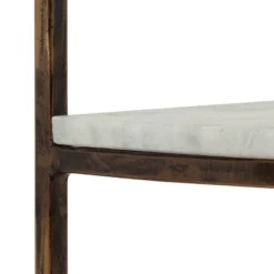 33.5" Bainville Modern Glam Handcrafted Marble Half Round Etagere Bookcase Natural White/Antique Brass - Christopher Knight Home -Quality Furniture Store GUEST e8e9bc5f cfde 4ca6 8d2c 47465c627aa2