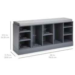 Best Choice Products 46in Shoe Storage Organization Rack Bench For Entryway, Bedroom W/ Padded Seat, 10 Cubbies - Gray 13 Best Choice Products 46in Shoe Storage Organization Rack Bench For Entryway, Bedroom W/ Padded Seat, 10 Cubbies - Gray -Quality Furniture Store GUEST e919ac75 9996 4a37 82b9 4b648350ce6c