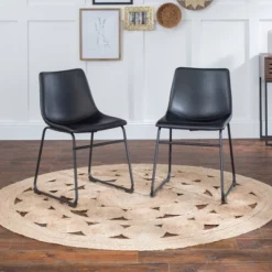 Set Of 2 Laslo Modern Upholstered Faux Leather Dining Chairs - Saracina Home -Quality Furniture Store GUEST e921ecff 5d1c 46bf 8a40 c3330f7f710d