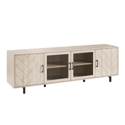 Vik Modern Boho 4 Door Herringbone TV Stand For TVs Up To 80" - Saracina Home 5 Vik Modern Boho 4 Door Herringbone TV Stand For TVs Up To 80" - Saracina Home - Image 3