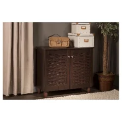 Winda Modern And Contemporary 2-Door Wooden Entryway Shoes Storage Cabinet - Dark Brown - Baxton Studio -Quality Furniture Store GUEST f051c225 4e32 43fc b9b9 4d46d098a654