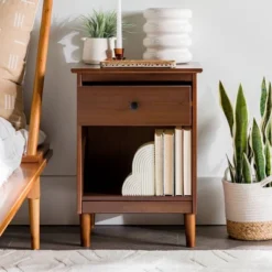 Stiva Classic Mid-Century Modern 1 Drawer Nightstand - Saracina Home -Quality Furniture Store GUEST f1f5300e 5364 40db 96ef 77bca274ed96