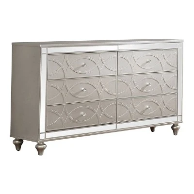 3pc Queen La Mesa Bed Nightstand And Dresser Set Silver - HOMES: Inside + Out 6 3pc Queen La Mesa Bed Nightstand And Dresser Set Silver - HOMES: Inside + Out - Image 4