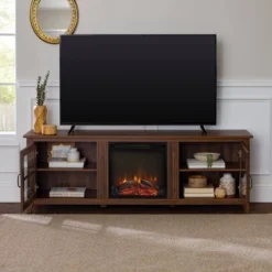 Tasi Transitional Farmhouse Glass Window Pane Door With Electric Fireplace TV Stand For TVs Up To 80" - Saracina Home -Quality Furniture Store GUEST f311f96d d499 42c9 8cd1 6739a79235a7