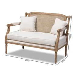 Clemence Upholstered Whitewashed Wood Sofa Loveseat Ivory/Oak - Baxton Studio 13 Clemence Upholstered Whitewashed Wood Sofa Loveseat Ivory/Oak - Baxton Studio -Quality Furniture Store GUEST f579c495 9777 491f 9c22 e470e3284691