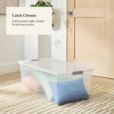 110qt Latching Clear Storage Box With Gray Latches - Brightroom™ 5 110qt Latching Clear Storage Box With Gray Latches - Brightroom™ - Image 3