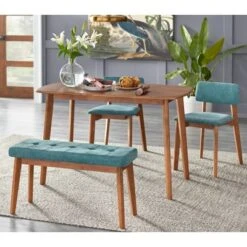 Set Of 2 Nettie Mid-Century Modern Upholstered Dining Chairs Walnut/Teal - Buylateral -Quality Furniture Store GUEST f72ec92e d099 4928 aee1 c1bb27977629