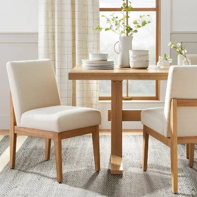 Upholstered Natural Wood Slipper Dining Chair - Hearth & Hand™ With Magnolia 3 Upholstered Natural Wood Slipper Dining Chair - Hearth & Hand™ With Magnolia