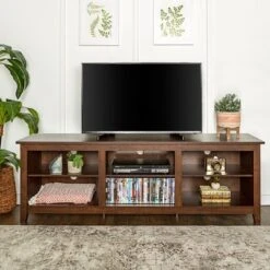 Transitional 6 Cubby Wood Open Storage Wood TV Stand For TVs Up To 80"- Saracina Home -Quality Furniture Store GUEST f89b070d c04c 4de6 a143 2ba0bc1fd9f0