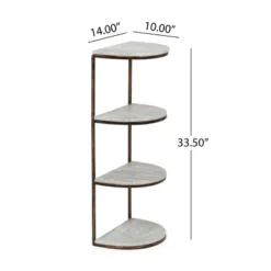 33.5" Bainville Modern Glam Handcrafted Marble Half Round Etagere Bookcase Natural White/Antique Brass - Christopher Knight Home -Quality Furniture Store GUEST fb001299 deda 4e66 a94a b631d5799612