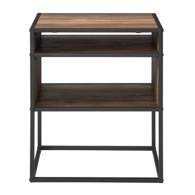Modern Wood And Metal Side Table With Open Storage - Saracina Home 4 Modern Wood And Metal Side Table With Open Storage - Saracina Home - Image 2