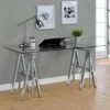 Statham Glass Top Adjustable Sawhorse Standing Desk Chrome - Coaster 1 Statham Glass Top Adjustable Sawhorse Standing Desk Chrome - Coaster -Quality Furniture Store GUEST ffcf41f8 43fd 4643 b499 dd5d0d211d8f